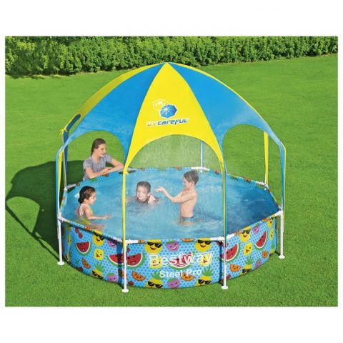 Бассейн каркасный Bestway Steel Pro, с навесом, 244 х 51 см