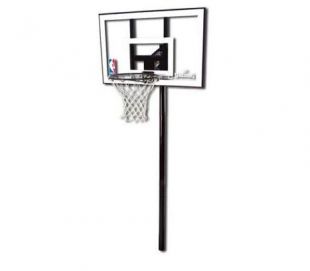 Баскетбольная стационарная стойка, поликарбонат Spalding 44 " Silver In-Ground