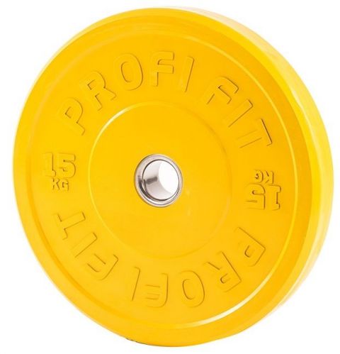 Диск для штанги каучуковый, цветной D51 мм PROFI-FIT 15 кг