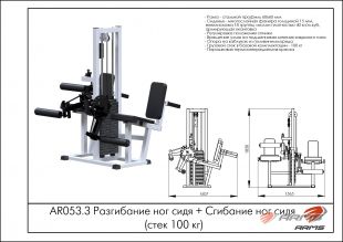 Разгибание ног сидя + Сгибание ног сидя (стек 100 кг) AR053.3 