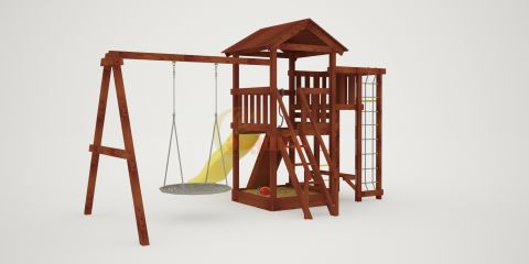Детская площадка Савушка Мастер 3 с подвесными качелями 1 метр (Махагон)