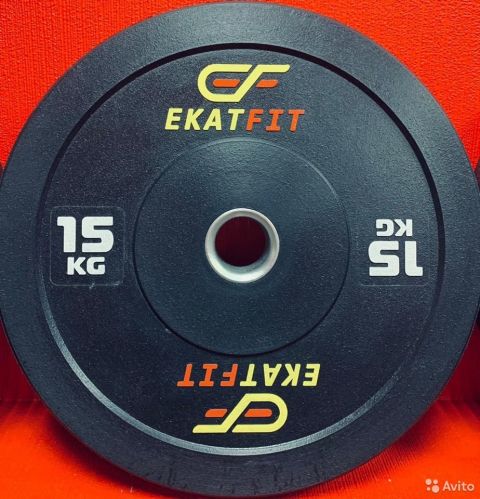 Диск бамперный EkatFit 15 кг (черный)